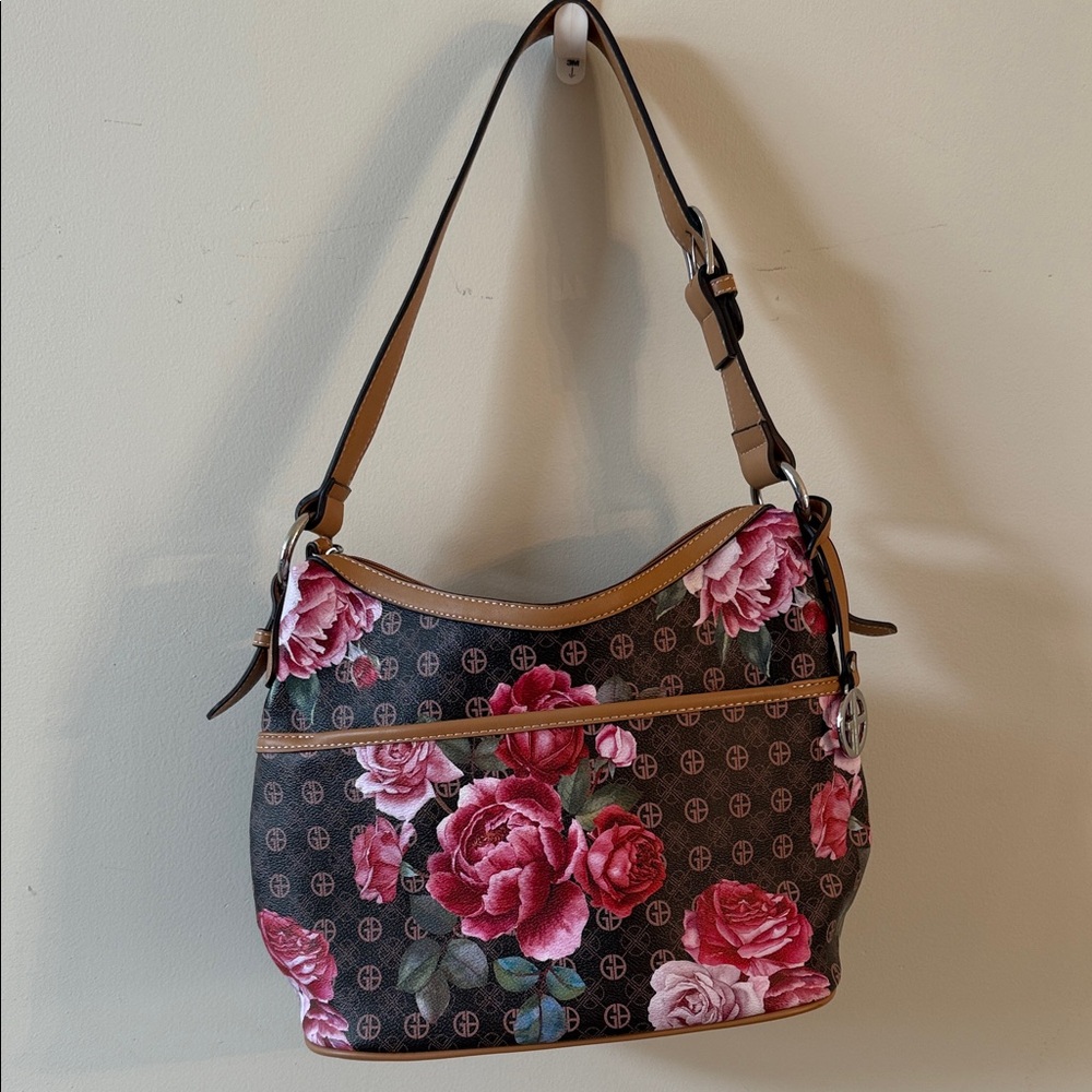 Giani Bernini Chic Floral Shoulder Bag with Pink Roses